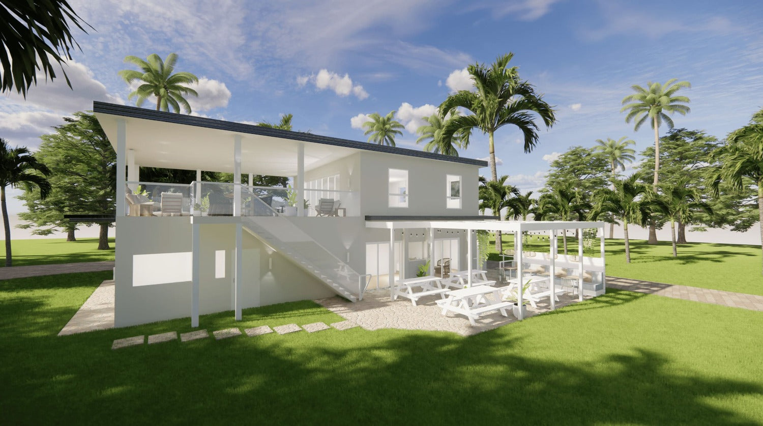 Artist's impression of the new clubhouse exterior side view at The Mook Mollymook.