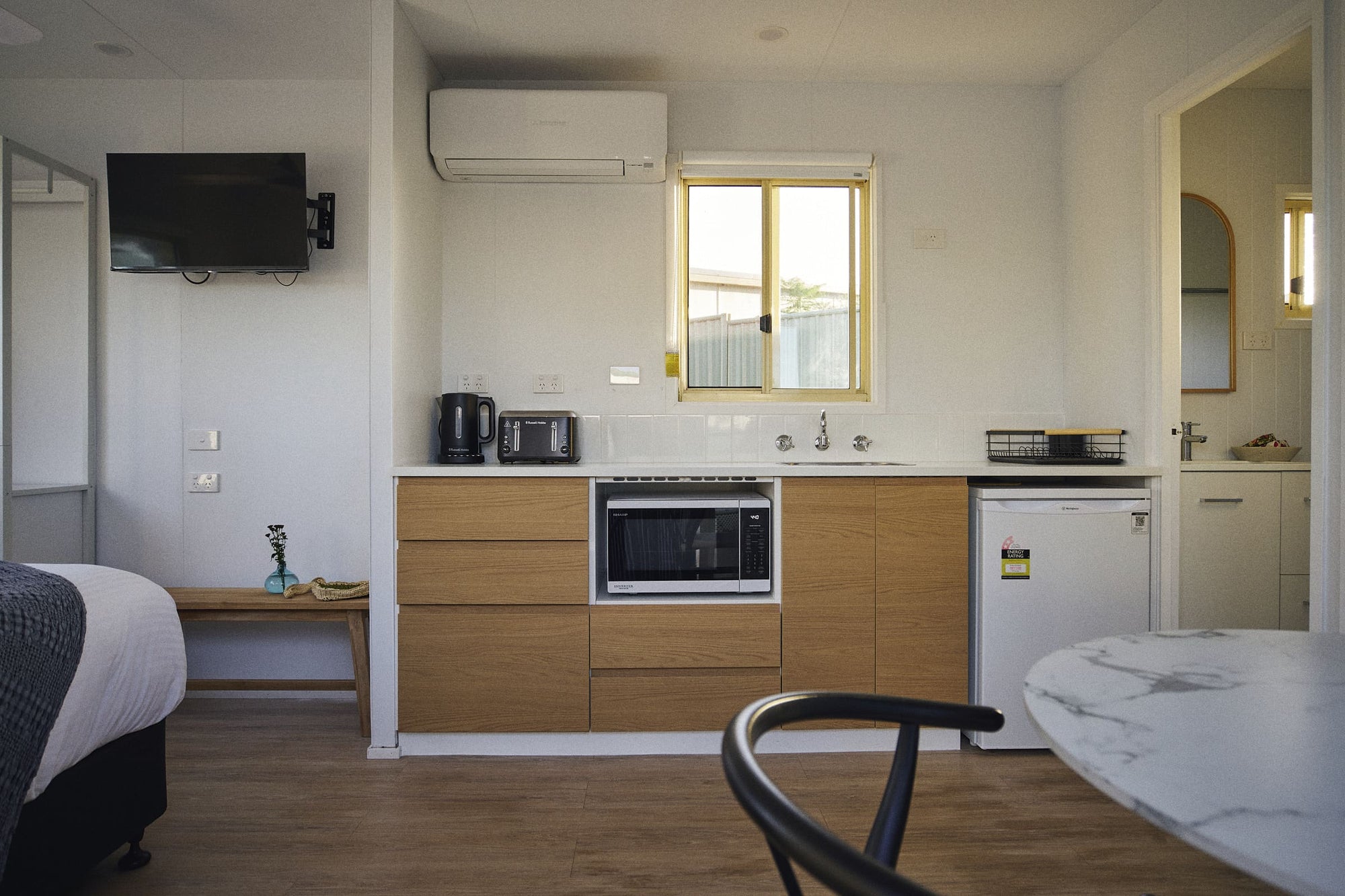 Kitchenette area in Clyde B Cabin.