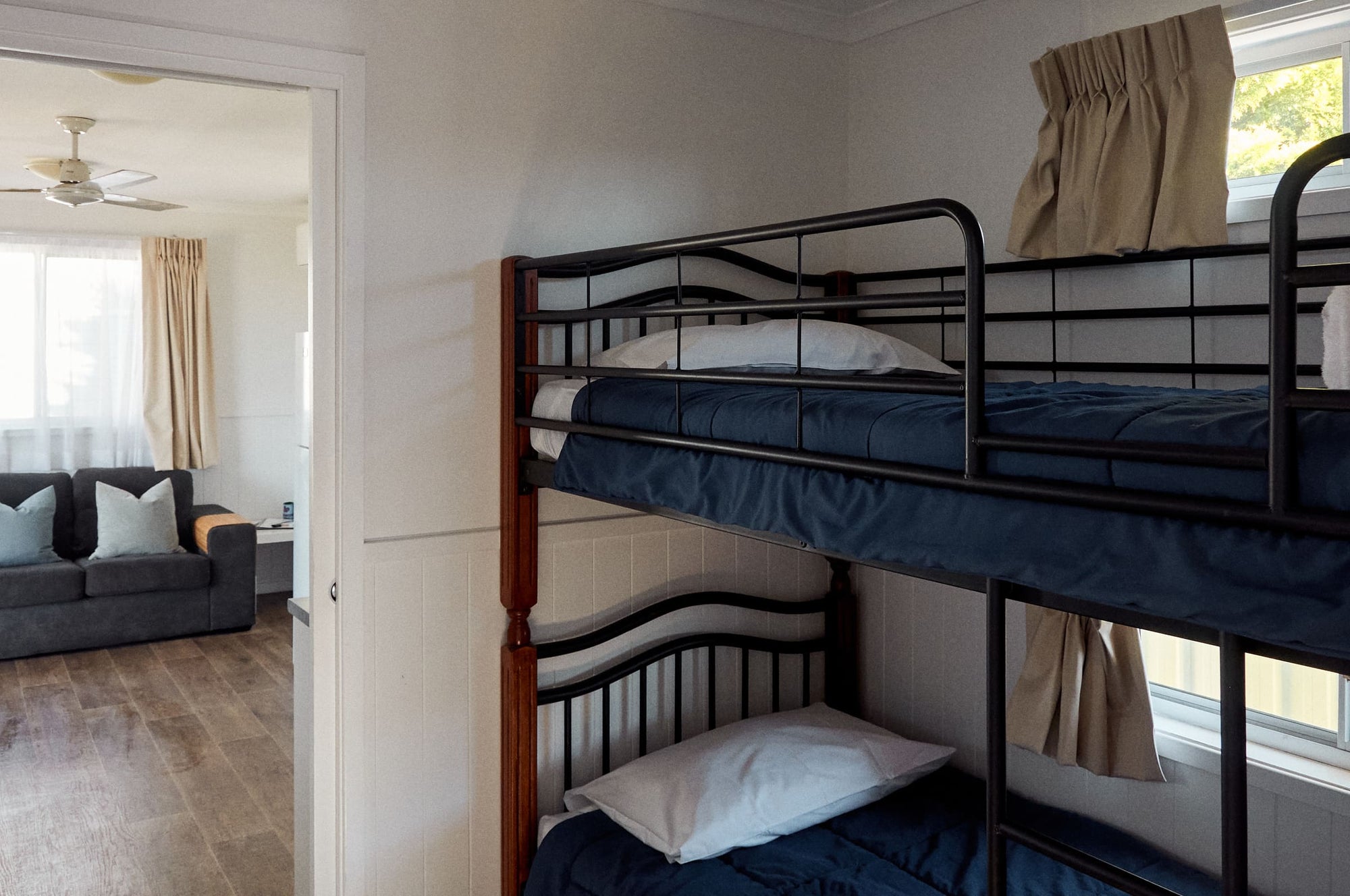 Second bedroom with a set of single bunk beds in Morton A Cabin.