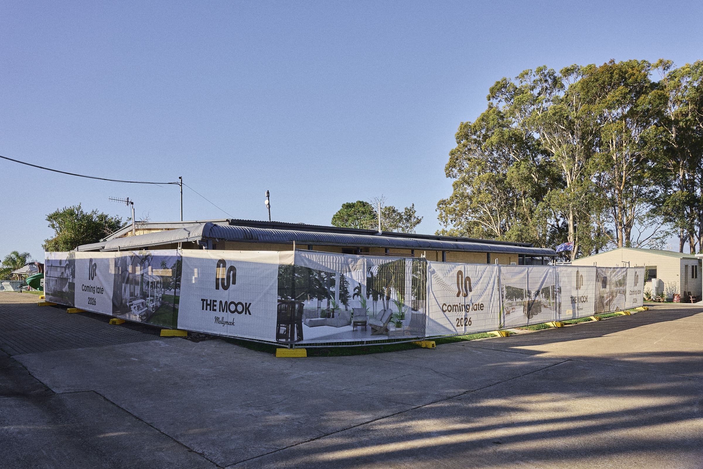 Redevelopment site at The Mook Mollymook with project hoarding.