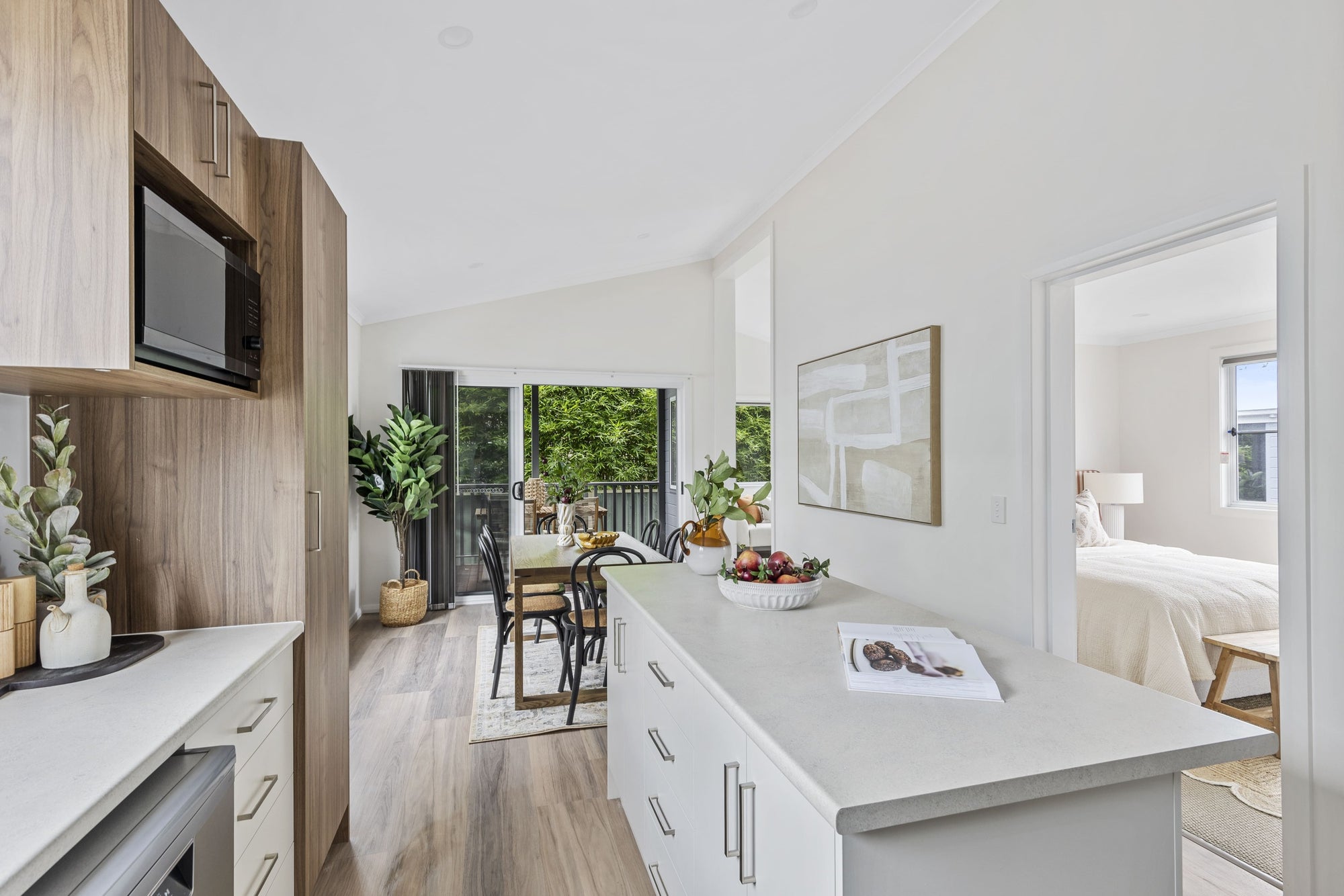 Open-plan living area looking towards the rear of 32 Ilett Street residence.