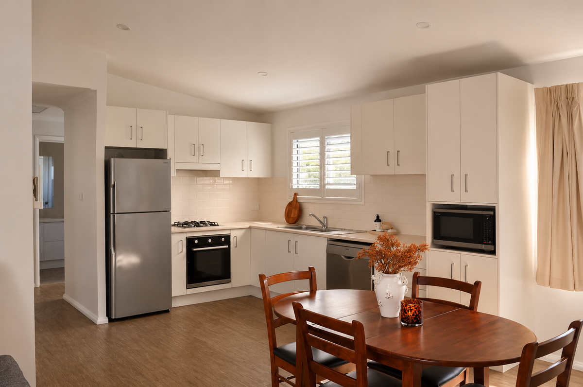 Kitchen and dining area in yadboro house.