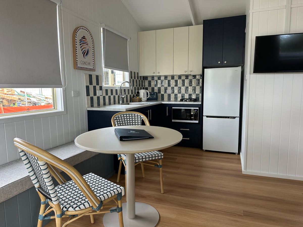 Open-plan living area in Yerriyong C Cabin.