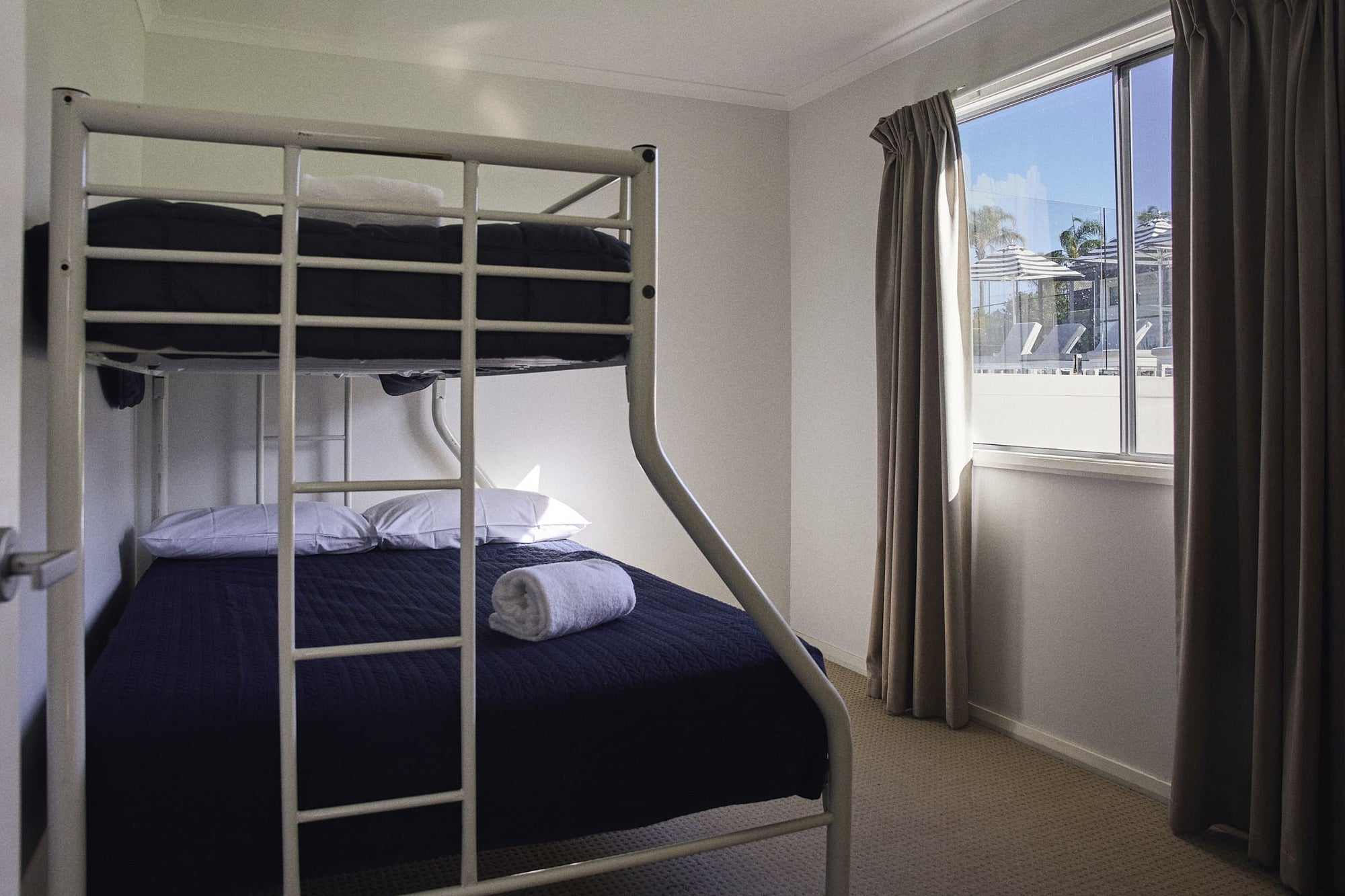 Second bedroom with set of bunk beds in Currowan House.