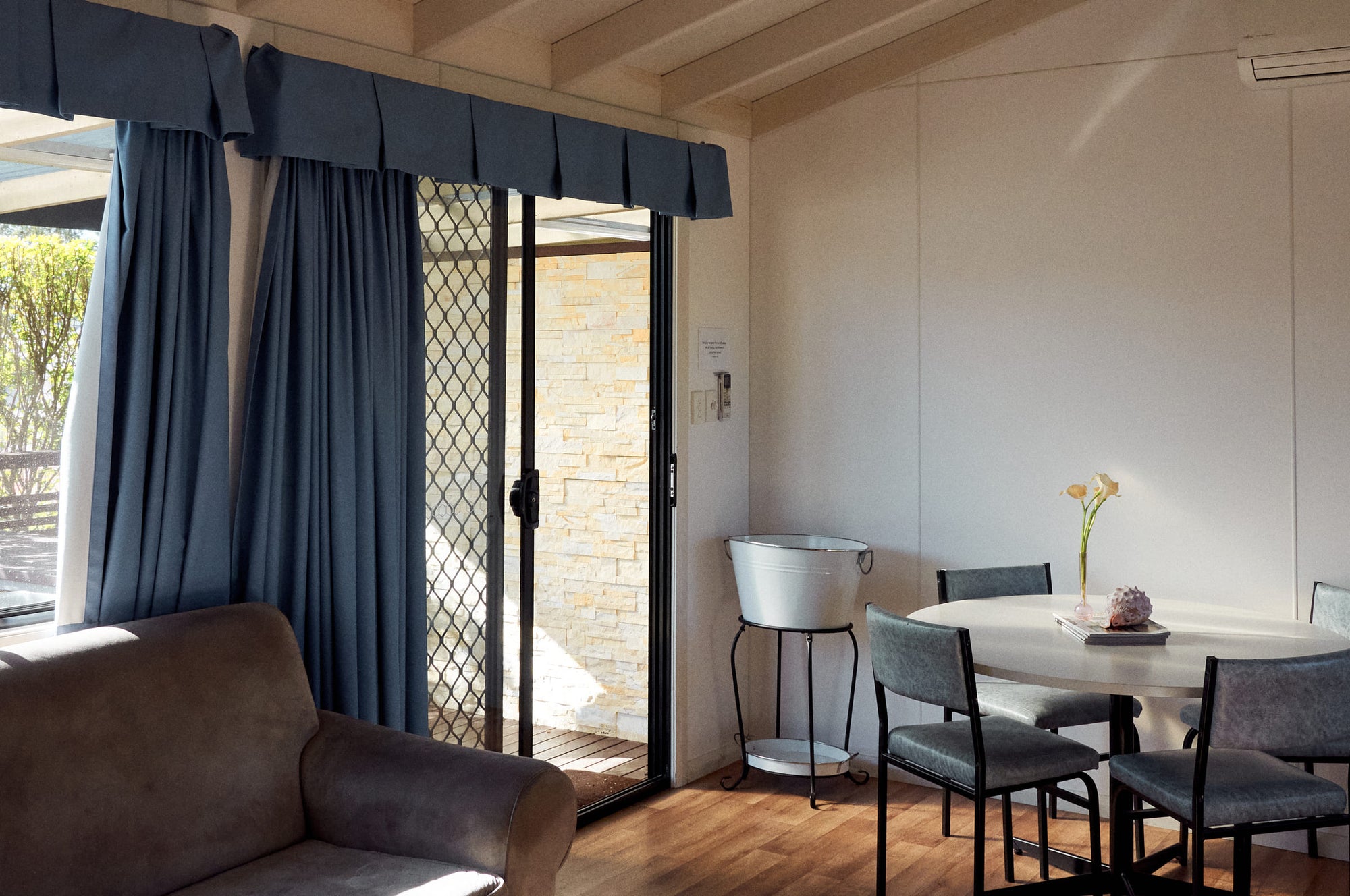 Open-plan living area in Jerrawangala Cabin.