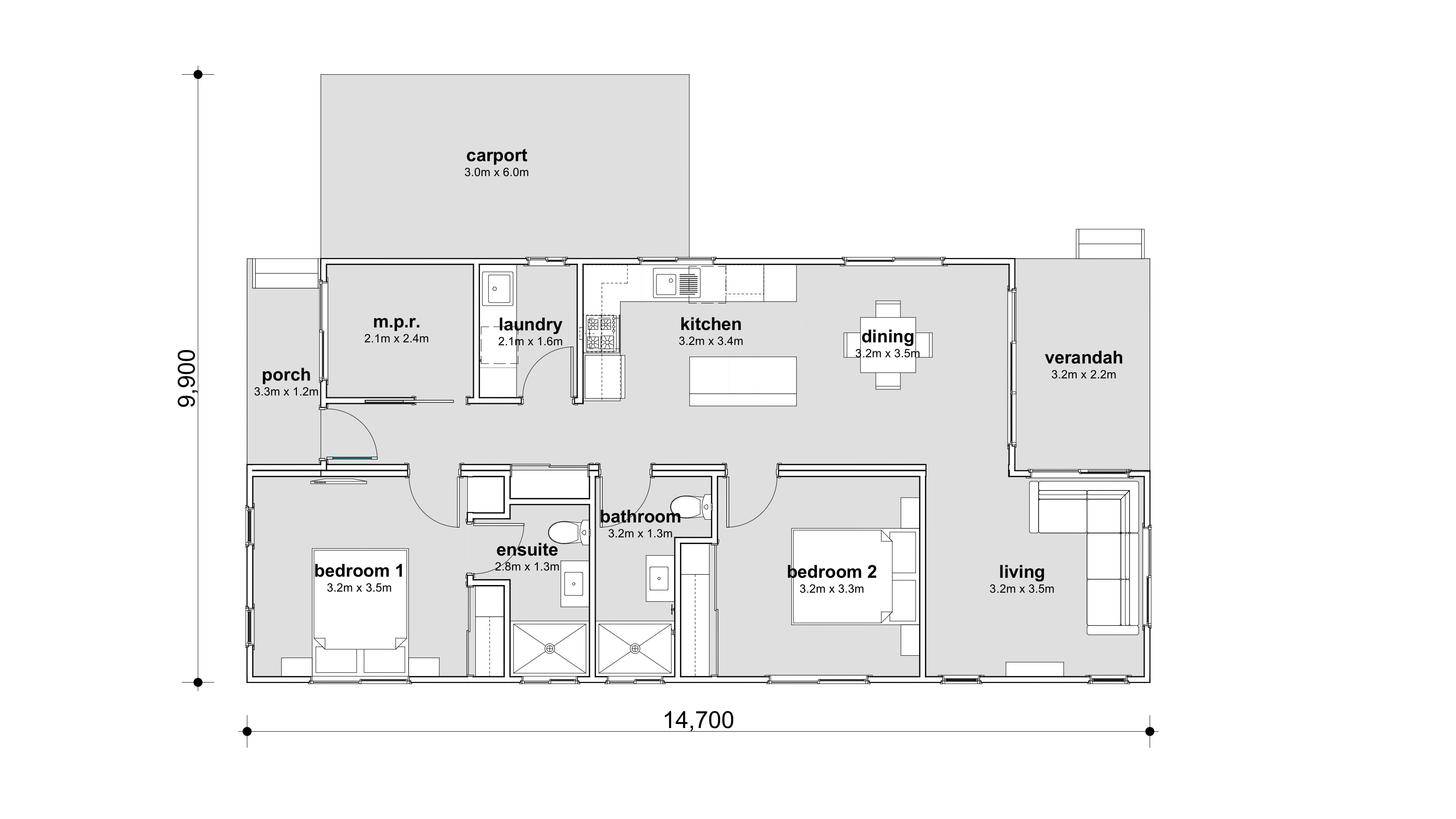 Floor plan of 32 Ilett Street residence.
